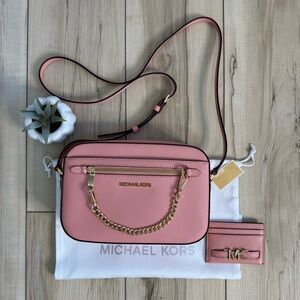 3pcs Michael Kors Jet Set Chain Crossbody Bag, Large Card Holder & Dust Bag NWT